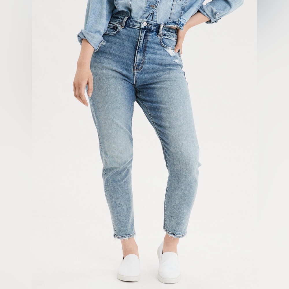 American eagle acid wash curvy mom jean
